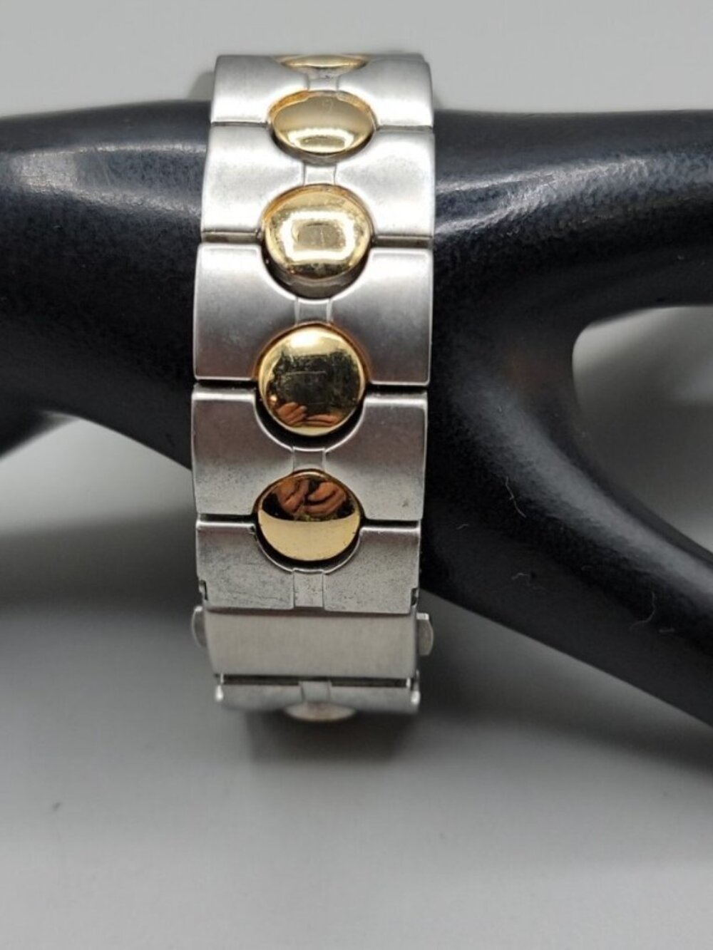 Vintage Paul Jardin Diamond Two Tone Quartz Watch 40mm 8" Brushed Silver Tone - Picture 5 of 11